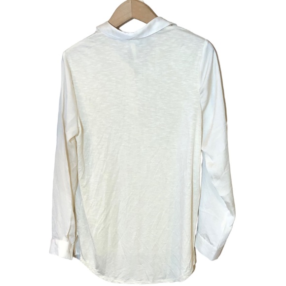 Anthropologie Dolan Sateen Combo Long Sl Button Front Casual Cozy Shirt - Picture 2 of 6